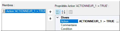 Propriétés Action ACTIONNEUR_1